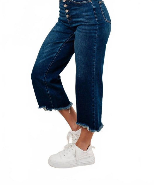 Judy Blue Janice Wide Leg Crop Jeans Blue 31 3
