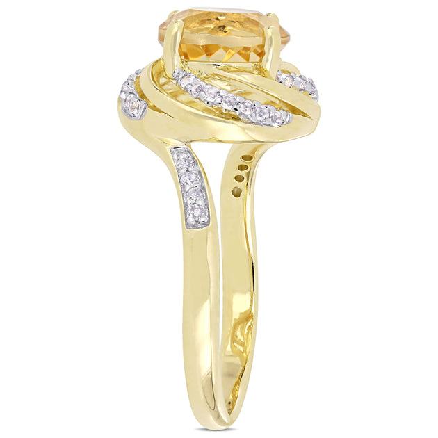 Mimi & Max Citrine White Topaz Diamond Swirl Ring Gold US 7 4