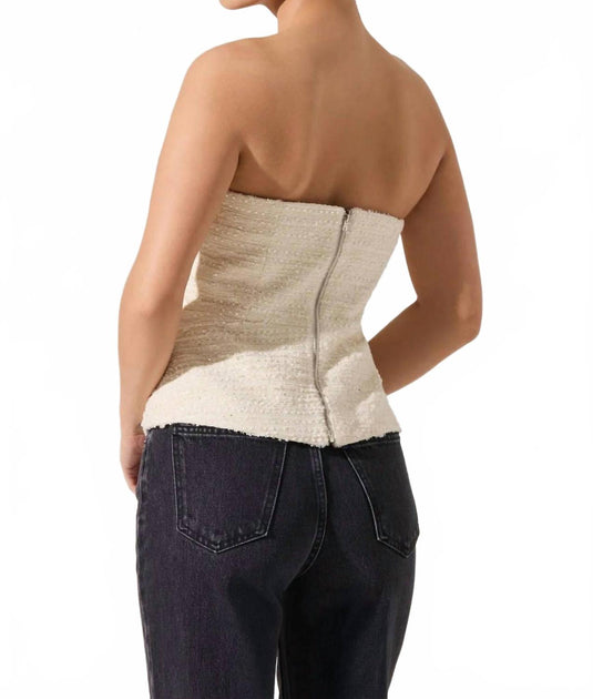 ASTR XOXO Asymmetrical Tweed Top Beige Medium 3