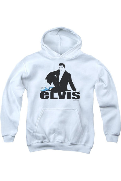 Gildan Elvis Presley Blue Suede Youth Pullover Hoodie Blue Small 2