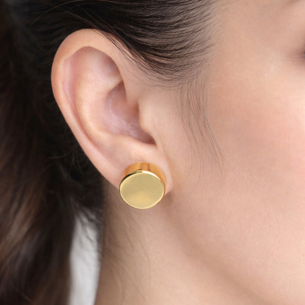 FASHNZFAB Minimal Disc Stud Earrings Gold 4