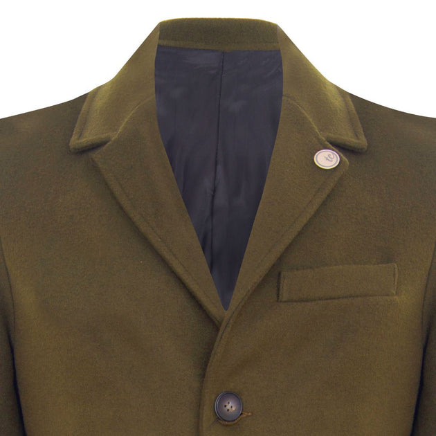 Oliver Tweed Men's Long Wool Overcoat Olive 4XLarge 3