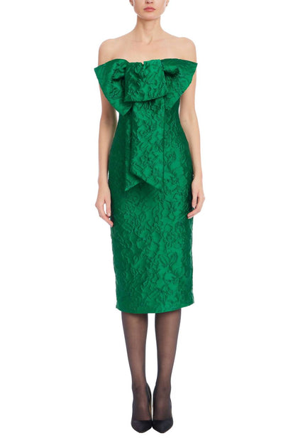 Badgley Mischka Bow Midi Dress Green US 2 2