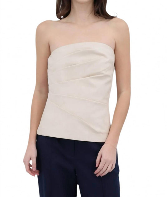 Iris Setlakwe Leather Bustier Strapless Top Beige US 2 2