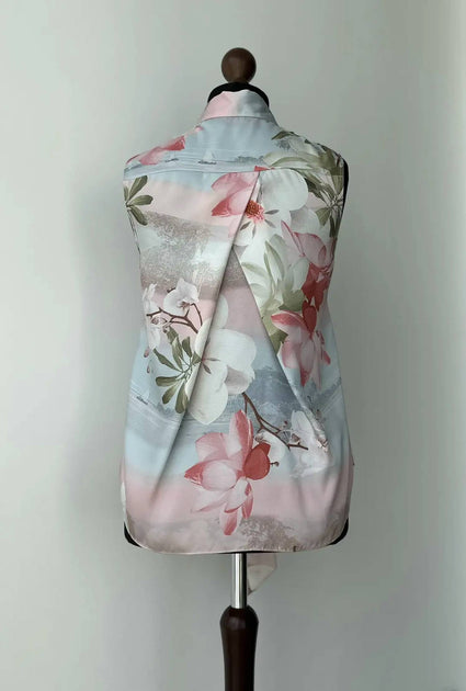 Ted Baker Mint Choc Chip Tie Neck Blouse Pink US 4 4