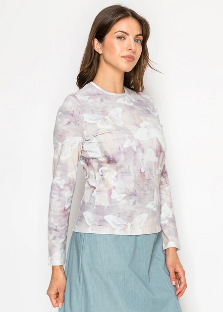 Yal New York Butterfly Print Long Sleeve Tee Multi Medium 4