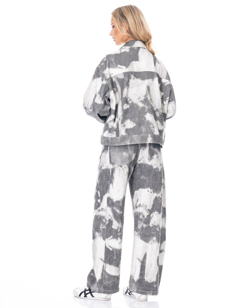 TRUEDAMES Tie-dye Denim Pants Grey Small 4
