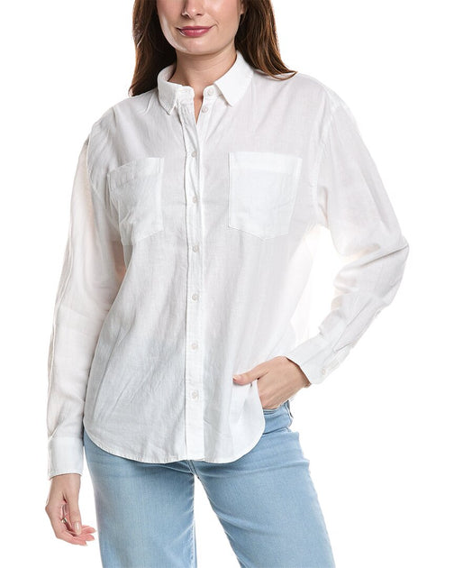 7 For All Mankind Easy Linen-Blend Shirt White XSmall 2