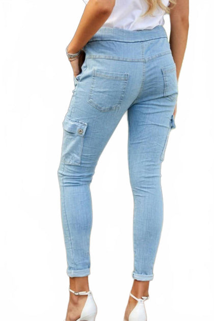 Venti6 Sequin Pocket Crinkle Jogger Pants Blue Small 4