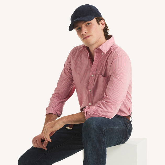 Nautica Classic Fit Plaid Shirt Pink XL 4