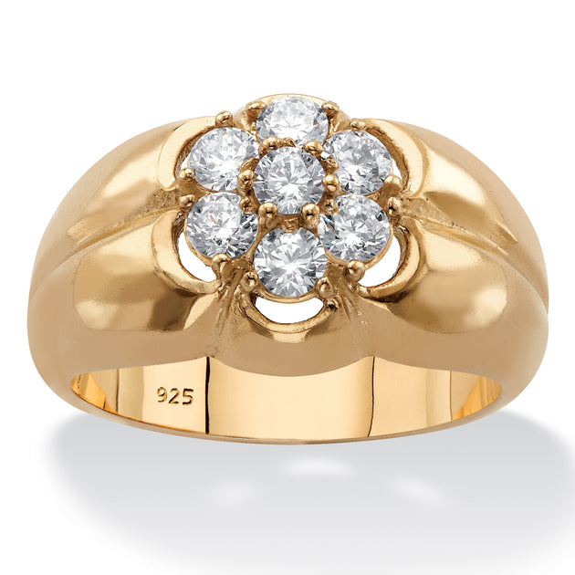 Palm Men's Cubic Zirconia Flower Ring Silver US 11 2