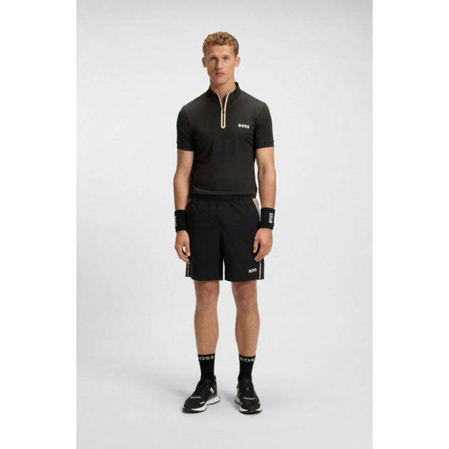 Boss Active Zip-Neck T-Shirt Black Small 3