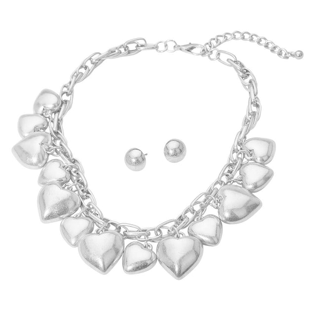 FASHNZFAB Heart Charm Necklace Silver One Size 5