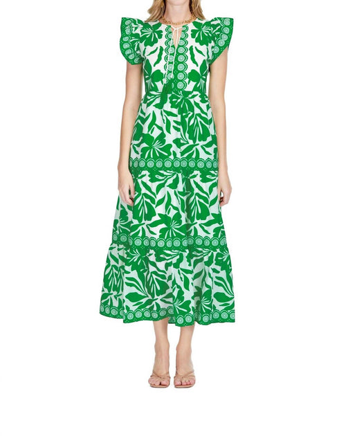 Jade Rüschen-Stufenmaxikleid Grün Medium 2