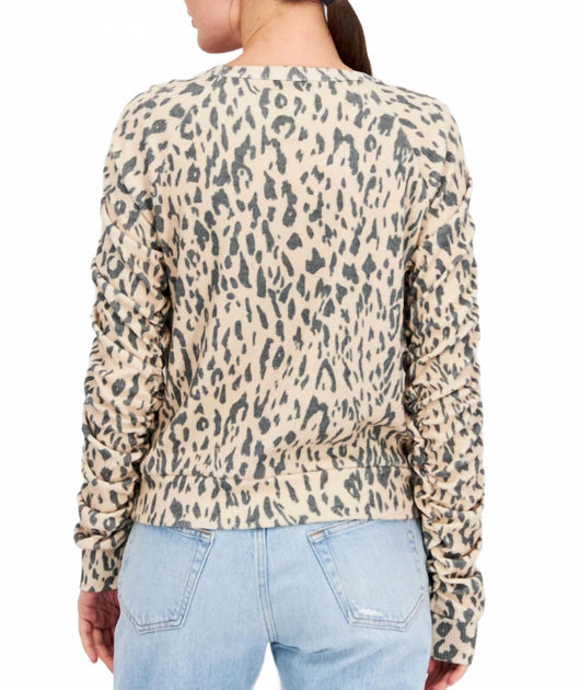Chaser Ribbed Animal Print Top Beige XSmall 3