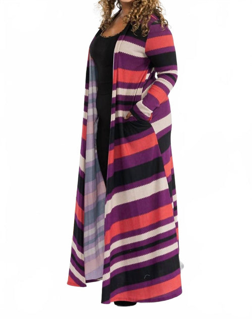 Karen T Design Striped Long Sleeve Cardigan Multi Large 3