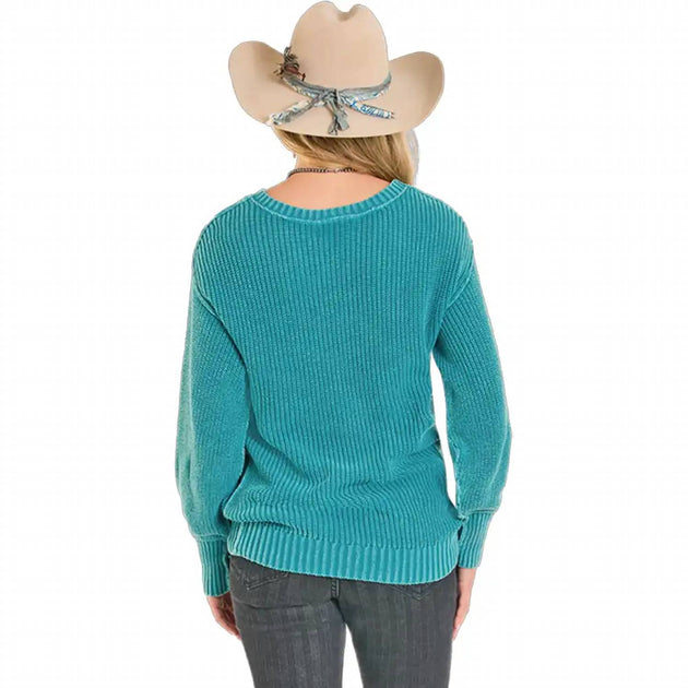 Rock & Roll Denim Martina Reversible Sweater Blue Small 3