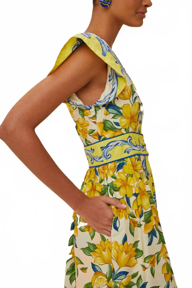 off-white sicily organic cotton midi dress FARM RIO Sicily Scarf Dress In Off White