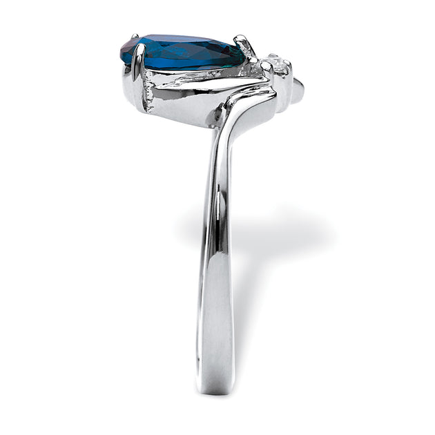 Palm Birthstone Crystal Silvertone Ring Multi US 9 3