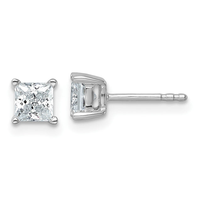 Diamond2Deal Princess Lab Grown Diamond Stud Earrings Silver 2