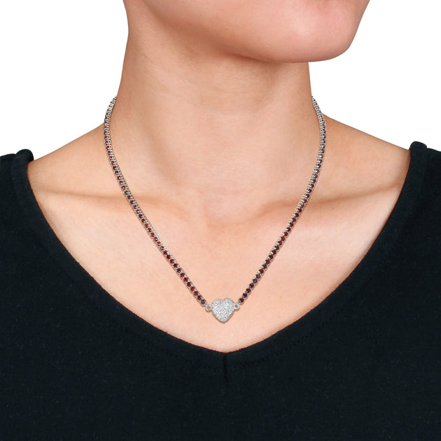 Mimi & Max Heart Necklace Red Sterling Silver 17in 3