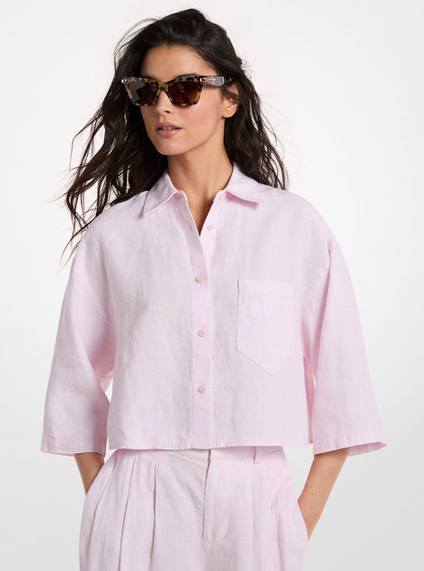 Michael Kors Leinen Cropped Shirt Multi XSmall 2