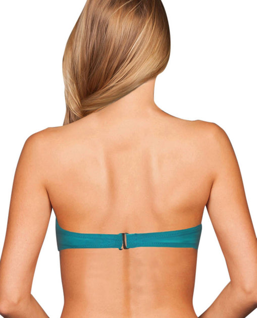 Zali Center Ruched Bandeau Bikini Top Blue Medium 3
