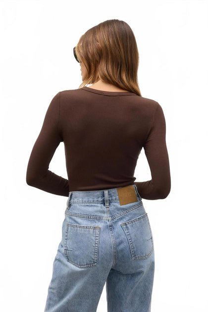 Bayse Nyla Long Sleeve Top Brown Medium 4