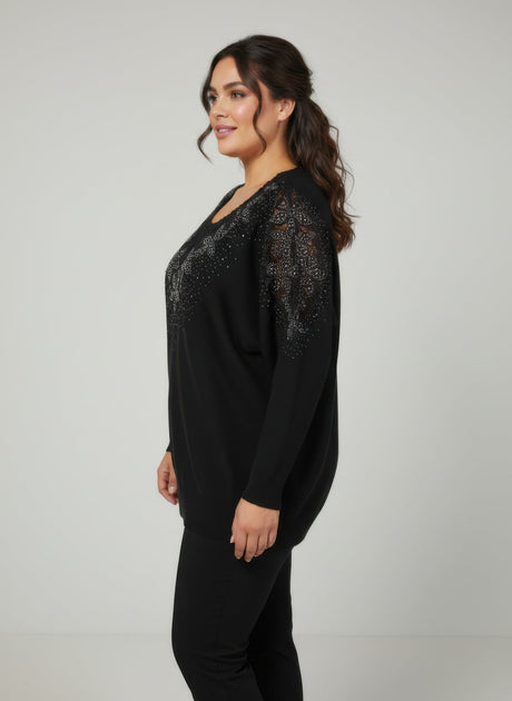 TRUEDAMES Midnight Sparkle Knit Tunic Top Black XLarge 3