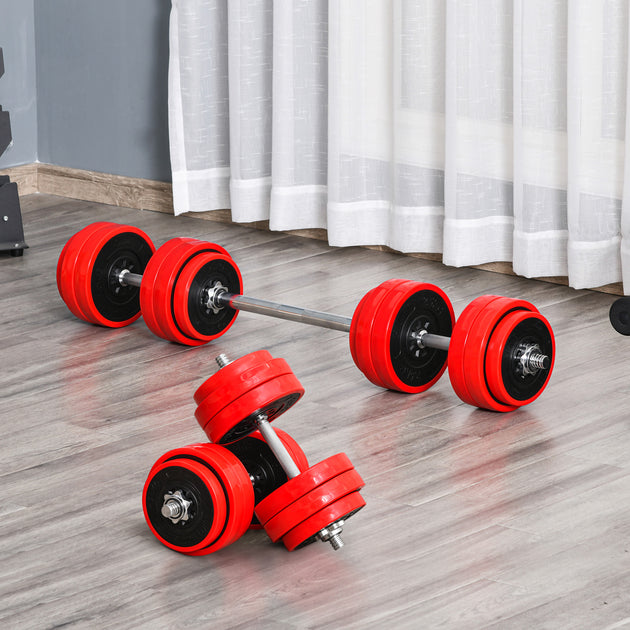 Hivvago Adjustable Dumbbells Barbell Set Red 30kg 3