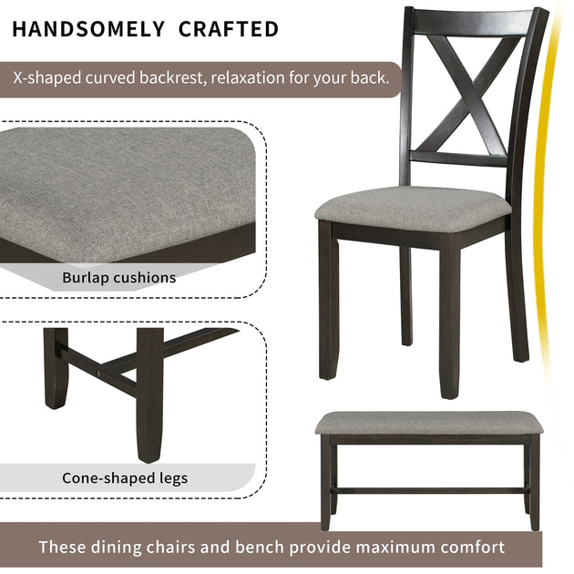 Streamdale 6-Piece Dining Table Set Brown 6