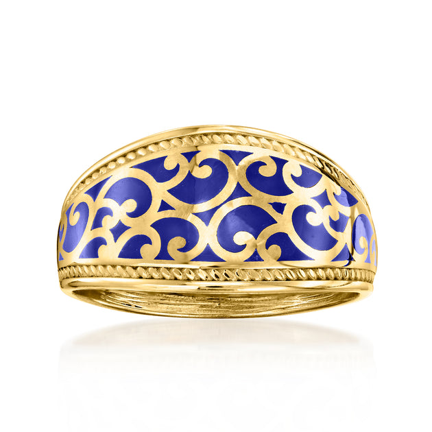 Ross-Simons Blue Enamel Scrollwork Ring Blue US 6 2