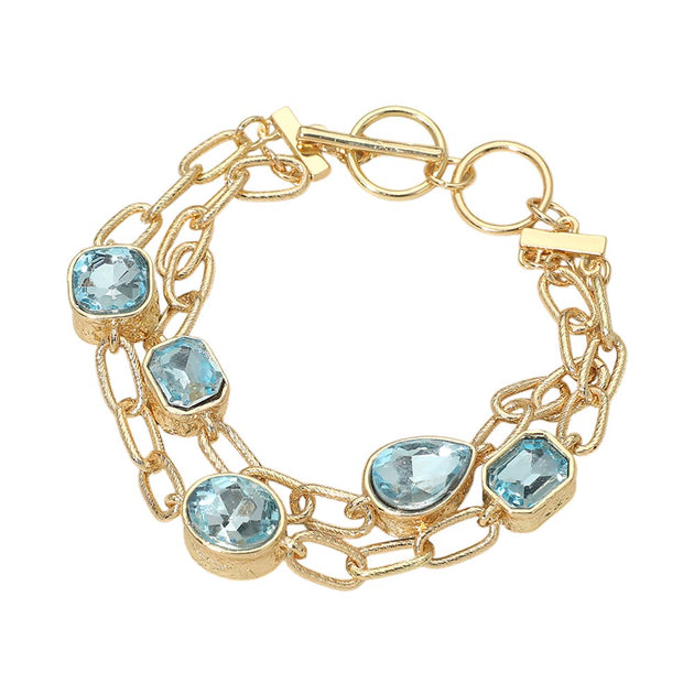FASHNZFAB Layered Chain Bracelet Pink One Size 3