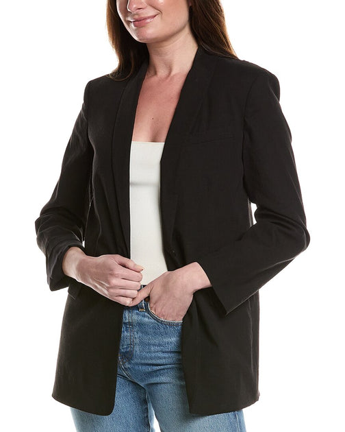 Theory Linen Rolled Sleeve Shawl Blazer Black US 00 2