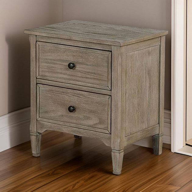 Hivvago 2 Drawer Wooden Nightstand Gray 3