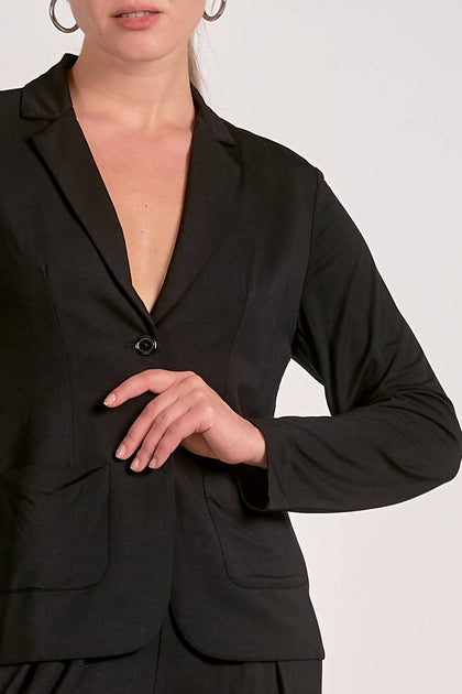 ELAN Komfortabler Knopf-Blazer Schwarz S 4