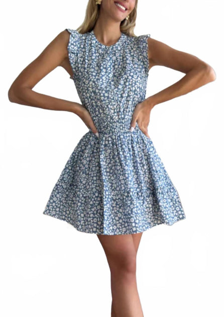 Mint Dreamy Daisy Flutter Sleeve Mini Dress Blue XSmall 2