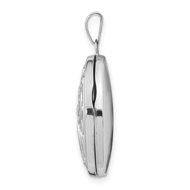 Diamond2Deal 14k White Gold Oval Locket Pendant Silver 3