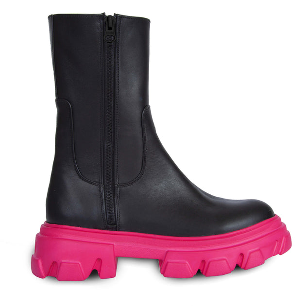 URBNKICKS Double Zipper Leather Boots Pink US 7 3