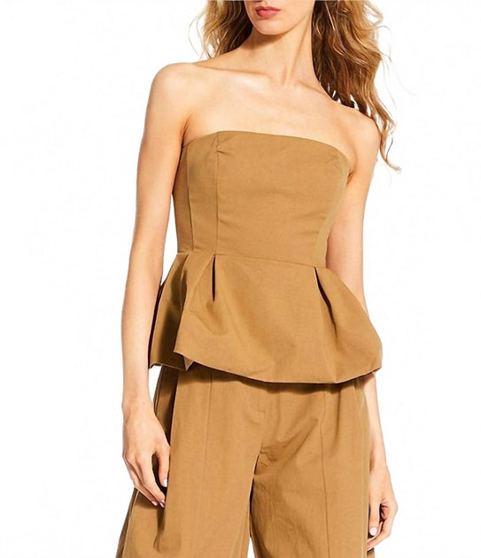 Line and Dot Tove Corset Peplum Top Beige Large 2