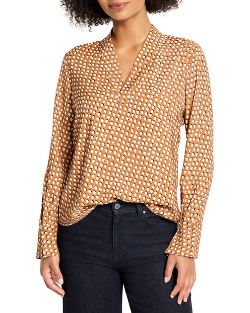 Nic + Zoe Shadow Dot Top Brown Medium 2