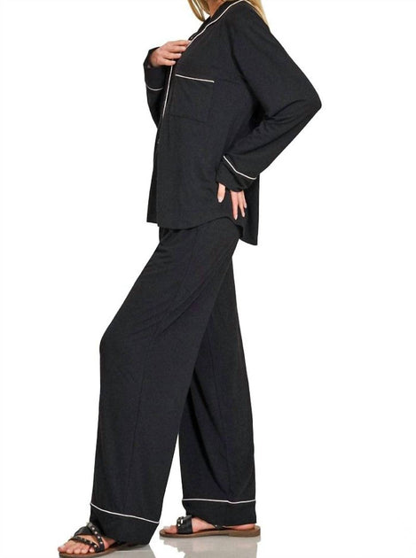 ZENANA Holiday Pajama Set Black Large 3