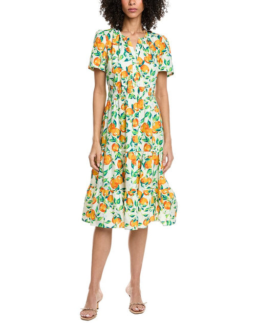Nanette Lepore Short Sleeve Maxi Dress Orange Multicolor Medium 2