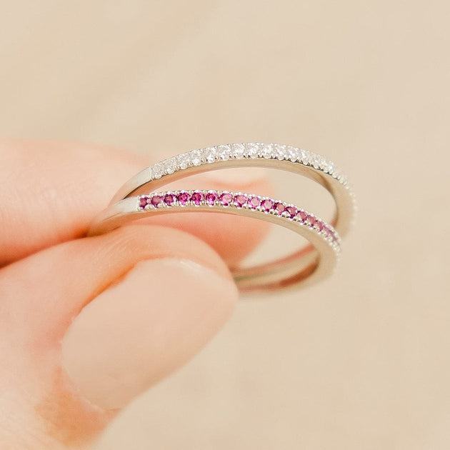 Made By Mary April Birthstone Stacking Ring Silver US 10 4