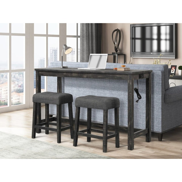 Best Master Furniture Yosef 60in Charcoal Rectangular Bar Table 3