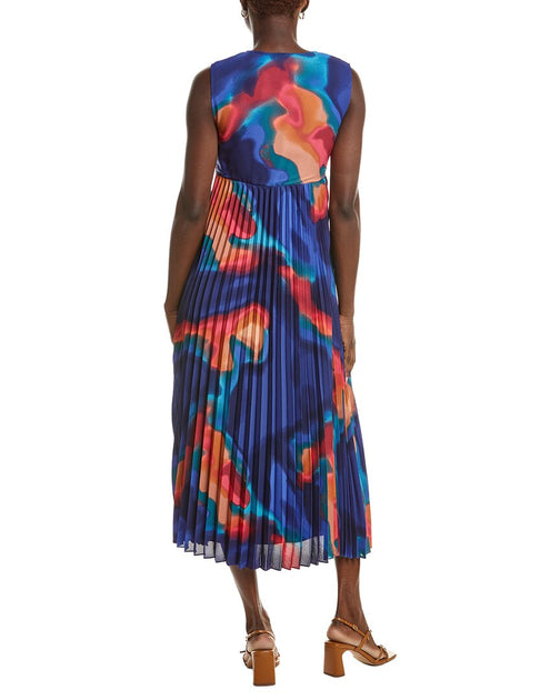 Nicole Miller Accordion Pleated Midi Dress Multi US 8 3