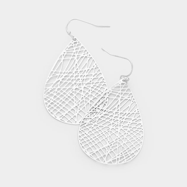 FASHNZFAB Filigree Teardrop Dangle Earrings Silver 4