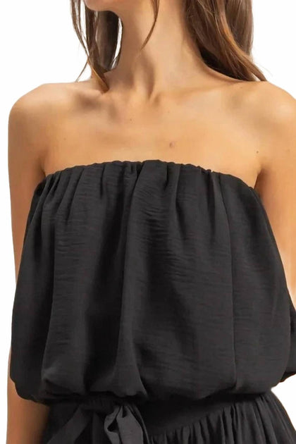 HYFVE Sand Washed Sleeveless Bubble Hem Top Black Medium 2