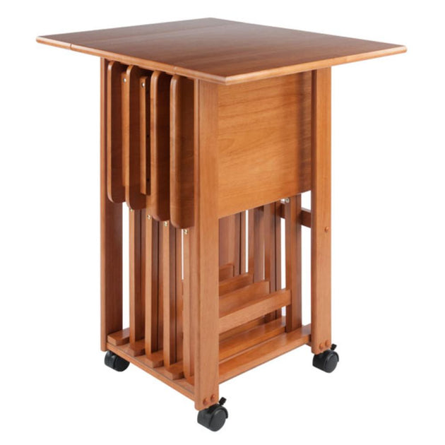Hivvago Sophia 5-Piece Snack Table Set Teak 3
