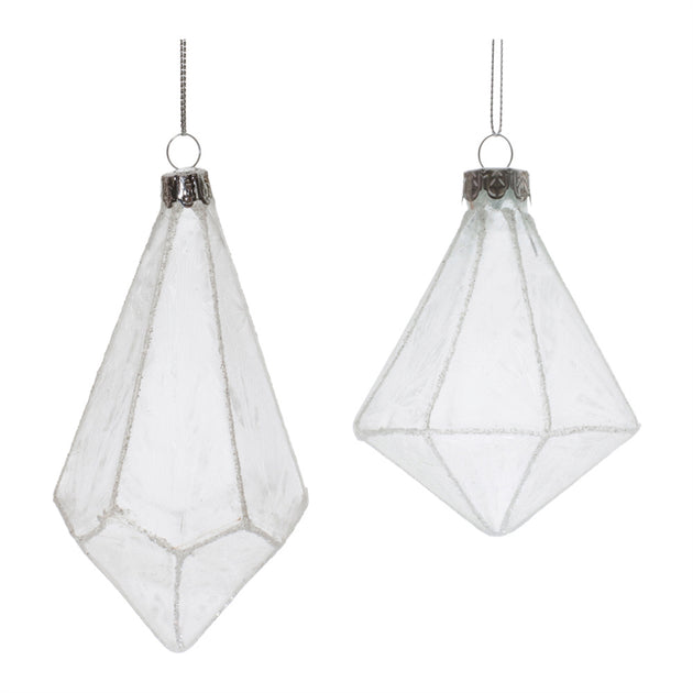 Melrose International Frosted Glass Drop Ornament White 2